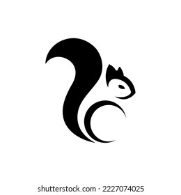 Squirrel silhouette vector, icon on a white background