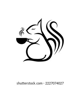 Squirrel silhouette vector, icon on a white background