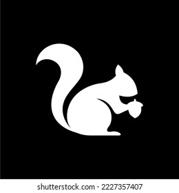 Squirrel silhouette vector, icon on a black background