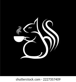 Squirrel silhouette vector, icon on a black background