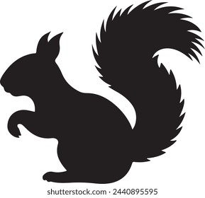 Squirrel Silhouette Vector Illustration White Background