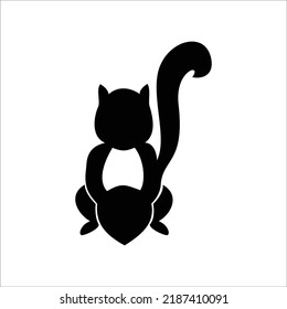 Squirrel Silhouette Vector Illustration. Wild Animal Sign And Symbol.