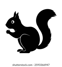 Squirrel Silhouette Vector | Minimalist Black Squirrel Art Illustration