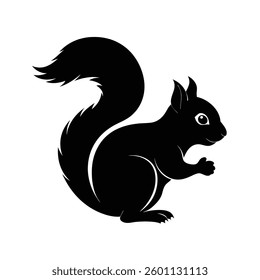 Squirrel Silhouette Vector | Minimalist Black Squirrel Art Illustration