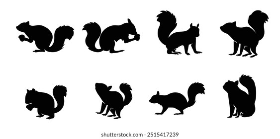 Squirrel silhouettes collection Vector illustration
