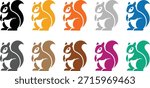 Squirrel silhouettes colorful collection, Multicolor animal silhouettes vector art