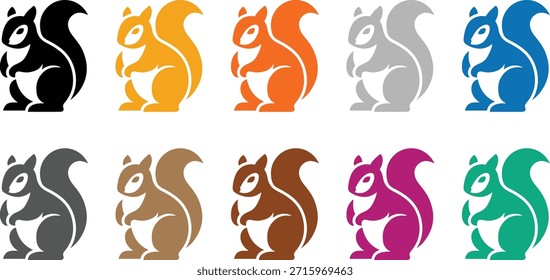 Squirrel silhouettes colorful collection, Multicolor animal silhouettes vector art