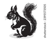 Squirrel silhouettes and icons. black flat color simple elegant Squirrel animal vector and illustration.