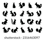 squirrel silhouettes set illustration vector
