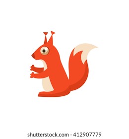 Squirrel Simplified Cute Illustration In Childish Flat Vector Design Isolated On White Background