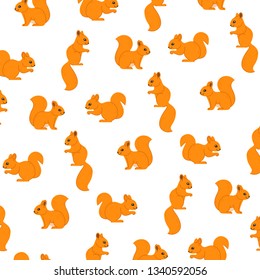 Squirrel sitting - simple trendy pattern with squirrel. Cartoon vector illustration for prints, clothing, packaging and postcards. 