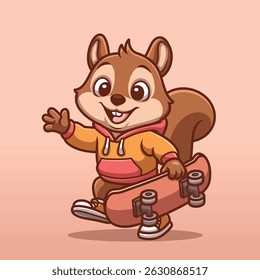Squirrel Skateboard Cartoon  Character Illustration
