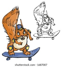 Squirrel Skateboarding Mascot. Great for t-shirt designs, school mascot logo and any other design work. Ready for vinyl cutting.