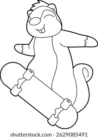Squirrel Skater Skateboard Animal Vector Graphic Art Illustration