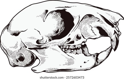 Squirrel Skull Digital Hand drawn Line art Sketch Vector illustration black and white