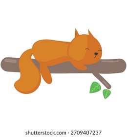 Squirrel sleep vector, cartoon animal asleep icon