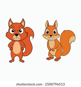 Squirrel smiling face standing cartoon characters, Vector illustration