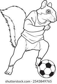 Squirrel Soccer player Soccer Animal Vector Graphic Art Illustration