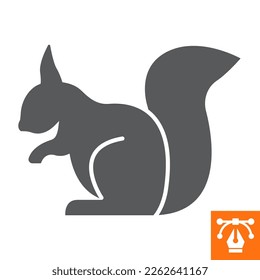 Squirrel solid icon, glyph style icon for web site or mobile app, animals and rodent, squirrel vector icon, simple vector illustration, vector graphics with editable strokes.