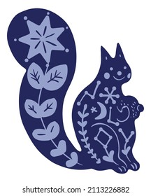 Squirrel spirit. Night dream animal with mystic ornament