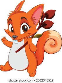 Squirrel standing cartoon vector art and illustration