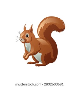 Squirrel stands on its hind legs in a simple cartoon style with a clear background