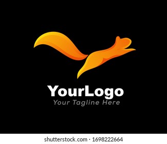La ardilla comienza a saltar la inspiración de diseño de alto logotipo