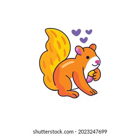 Squirrel Sticker Icon Isolated On White Background