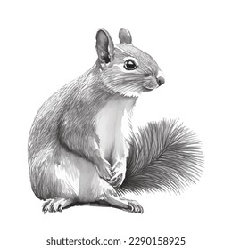 squirrel with style hand drawn digital painting illustration