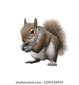 squirrel with style hand drawn digital painting illustration