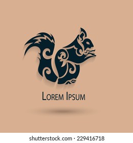 Squirrel stylized silhouette. Vector illustration with background