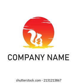 squirrel and sun logo design template