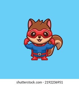 Squirrel Super Hero Cute Creative Kawaii Cartoon Mascot Logo