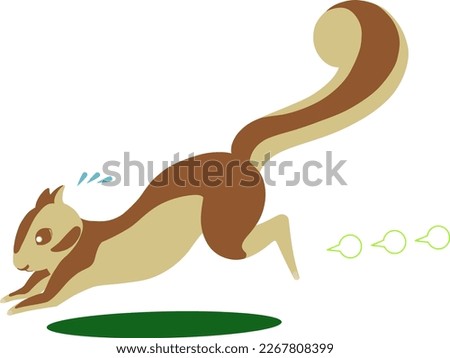 A squirrel sweating and running away