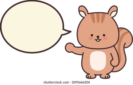 squirrel talking to someone with a speech bubble. Vector illustration isolated on a white background.