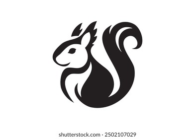 Squirrel tattoo vector line art left side view
