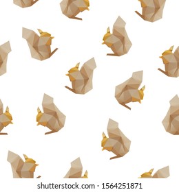 Squirrel triangle shape seamless pattern backgrounds. Wrapping paper template. Polygonal design illustration.