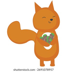 Vector de ardilla con nueces de otoño animal icon