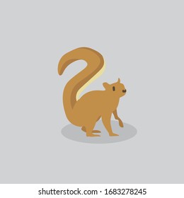 squirrel vector cartoon illustration. Cute friendly squirrel, isolated on grey. Pets, animals, squirrel theme design element in contemporary simple flat style