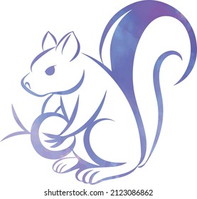 squirrel vector or drawing with watercolors