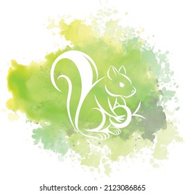 squirrel vector or drawing with watercolors