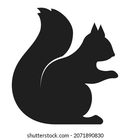 Squirrel vector icon, squirrel animal silhouette on white background