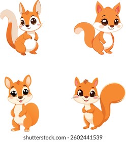 Squirrel vector icon illustration set collection isolate on white background