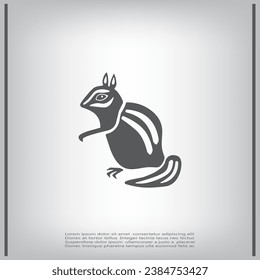 Squirrel, vector icon. Image of a chipmunk. Flat illustration of a small squirrel.