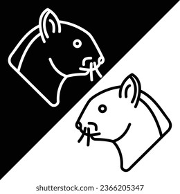 Squirrel Vector Icon, Lineal style icon, from Animal Head icons collection, isolated on Black and white Background.