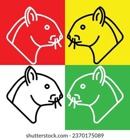 Squirrel Vector Icon, Lineal style icon, from Animal Head icons collection, isolated on Red, Yellow, White and Green Background.