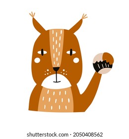 Squirrel vector illustration. Animal face clipart. 