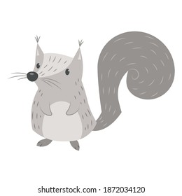 A squirrel vector illustration cartoon isolated on white background. Cute squirrel vector pastel cartoon.