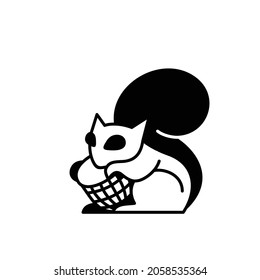 squirrel vector logo combine a world in hand