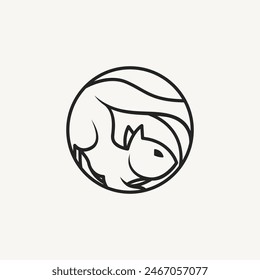 squirrel vector logo design with line art style 2 